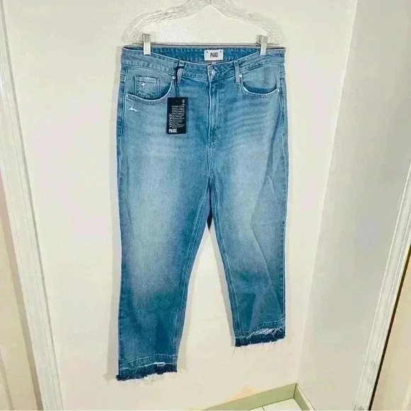 NWT PAIGE Denim Sarah Straight Leg Ankle Jeans Vintage Undone Riya Distressed - Picture 3 of 11